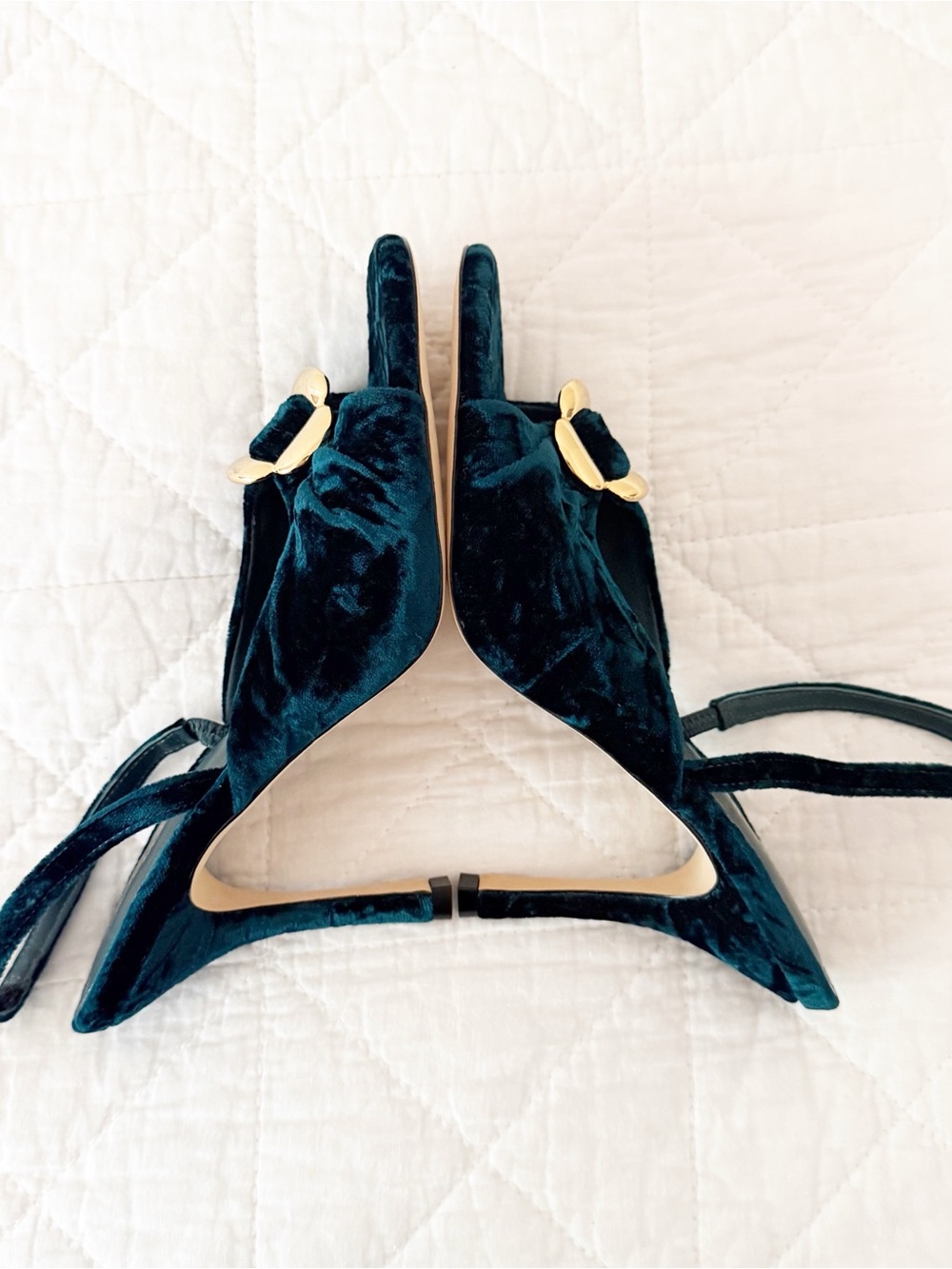 NEW Larroude Mayfair Sandal Jungle Velvet Emerald Green Slingback Heels 8 NWOT - Picture 4 of 9